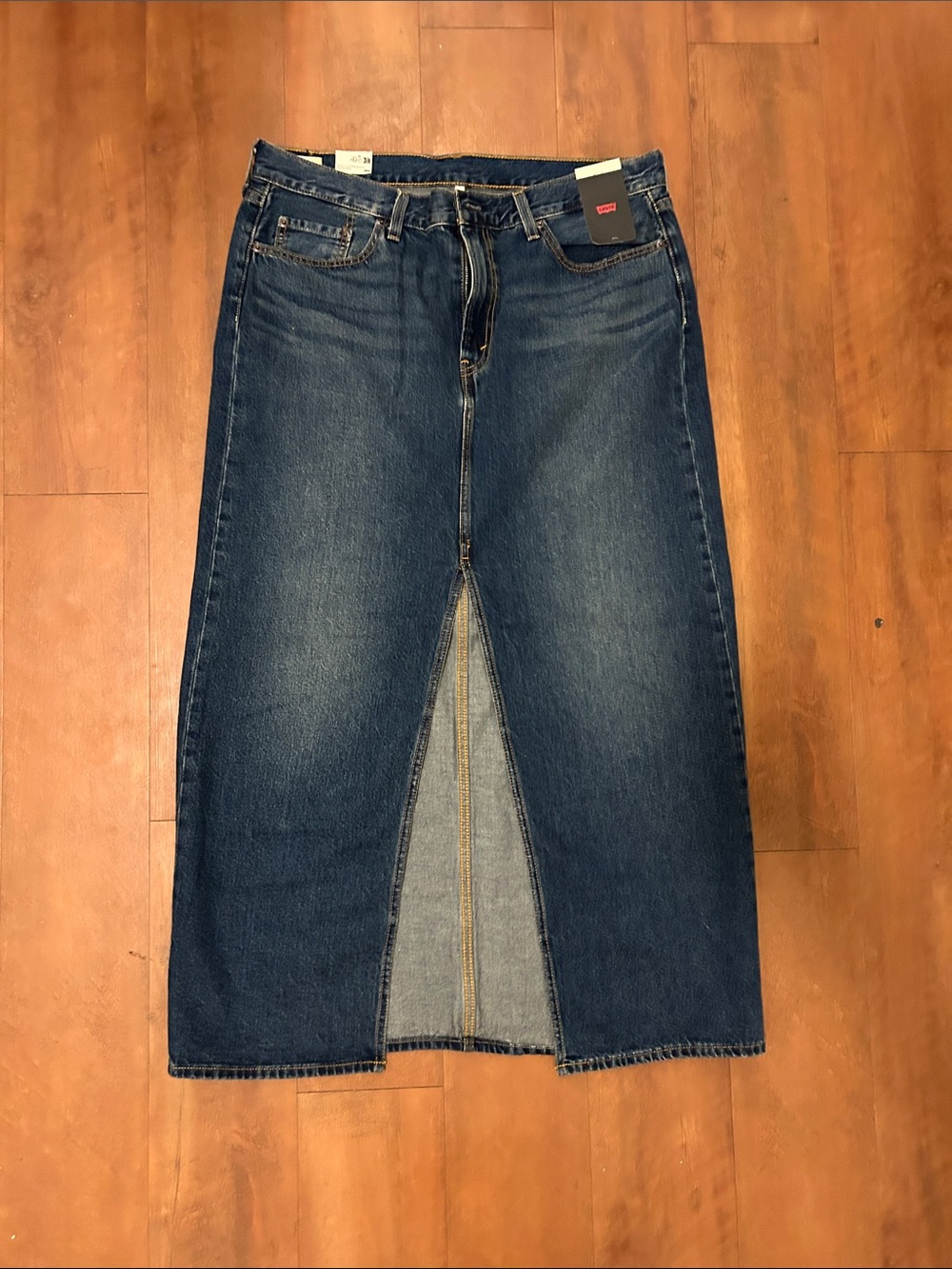Levi's Dark Blue Denim Maxi Skirt with Front Split